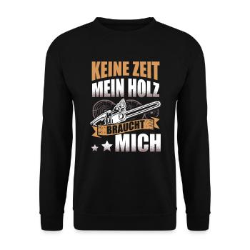 Waldarbeiter Kettensäge Herren Holzfäller für - Unisex Pullover - Schwarz - Vorne - Alina (178cm) & Michal (187cm)