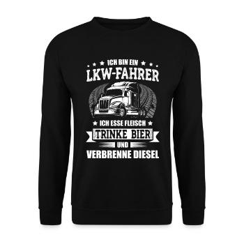 Trucker Männer Truck Fernfahrer LKW Fahrer für - Unisex Pullover - Schwarz - Vorne - Alina (178cm) & Michal (187cm)