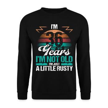 36 Idée d’anniversaire Drôle Je ne suis pas vieux Humour Année36 - Sweat-shirt Unisexe - noir - Devant - Alina (178cm) & Michal (187cm)
