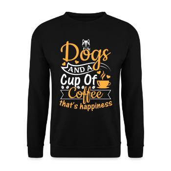 Dogs And A Cup Of Coffee That's Happiness - Cute D - Unisex Pullover - Schwarz - Vorne - Alina (178cm) & Michal (187cm)