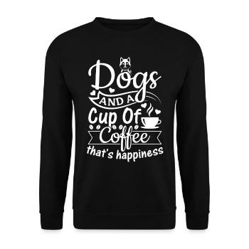 Dogs And A Cup Of Coffee That's Happiness - Dog Lo - Unisex Pullover - Schwarz - Vorne - Alina (178cm) & Michal (187cm)