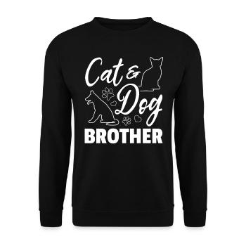 Dog and Cat Brother Dog Brother Dog Lover Cat & Do - Unisex Sweatshirt - black - Front - Alina (178cm) & Michal (187cm)
