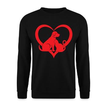 Dog and Cat Lover Dog Lover - Cat & Dog Heart - Unisex Pullover - Schwarz - Vorne - Alina (178cm) & Michal (187cm)