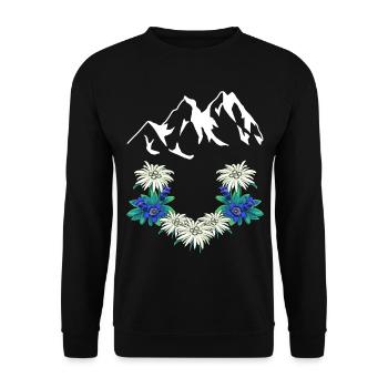 Austria Switzerland Mountains Mountains Gentian Edelweiss - Unisex Sweatshirt - black - Front - Alina (178cm) & Michal (187cm)