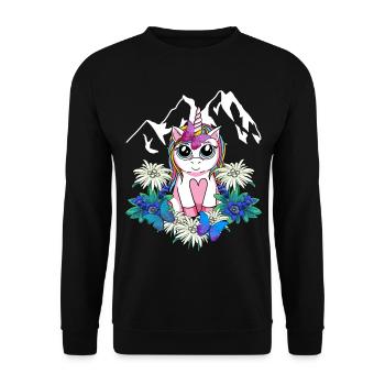 Alpes Licorne Printemps Animaux mythiques Alm Enfants - Sweat-shirt Unisexe - noir - Devant - Alina (178cm) & Michal (187cm)