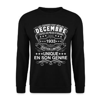Les Légendes Sont Nées En Décembre 1933 Cadeau - Sweat-shirt Unisexe - noir - Devant - Alina (178cm) & Michal (187cm)