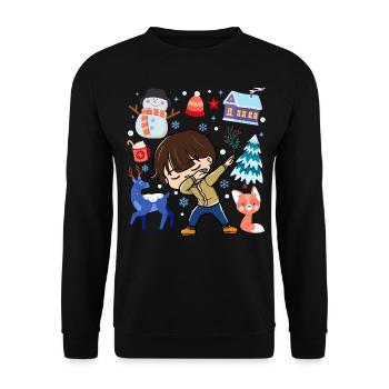 Dabbed Young Snow Deer Winter Temperate - Unisex Sweatshirt - black - Front - Alina (178cm) & Michal (187cm)