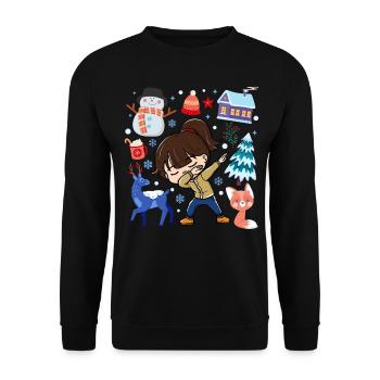 Spotted Girls Snow Deer Winter Temperate - Unisex Sweatshirt - black - Front - Alina (178cm) & Michal (187cm)