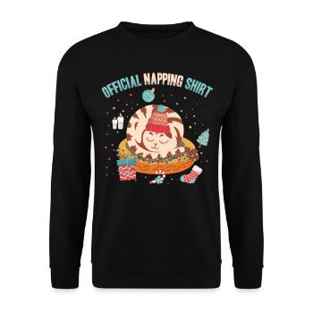 Official Napping Shirt Sleepy Cat Winter - Unisex Sweatshirt - black - Front - Alina (178cm) & Michal (187cm)