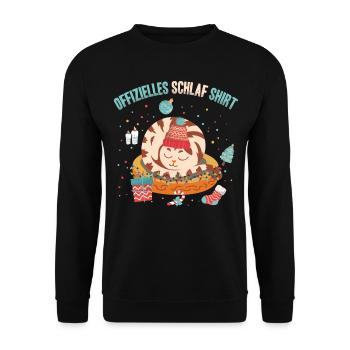 Offizielles Schlaf Shirt Sleepy Cat Winter - Unisex Pullover - Schwarz - Vorne - Alina (178cm) & Michal (187cm)