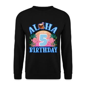 Aloha It's My 5th Birthday Kokosnuss Getränk Und - Unisex Pullover - Schwarz - Vorne - Alina (178cm) & Michal (187cm)