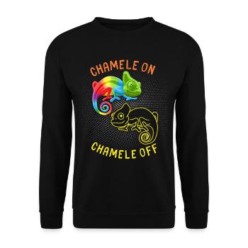 Caméléon drôle disant, Pun Chamele On - Sweat-shirt Unisexe - noir - Devant - Alina (178cm) & Michal (187cm)