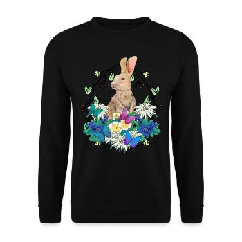 Début du printemps Lapin de Pâques Joyeuses Pâques Nature - Sweat-shirt Unisexe - noir - Devant - Alina (178cm) & Michal (187cm)