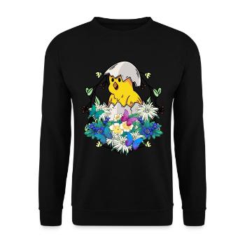 Début de printemps Poussins Volaille Joyeuses Pâques Nature - Sweat-shirt Unisexe - noir - Devant - Alina (178cm) & Michal (187cm)