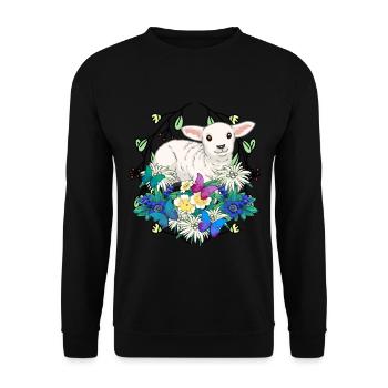 Early Spring Lamb Sheep Happy Easter Nature - Unisex Sweatshirt - black - Front - Alina (178cm) & Michal (187cm)