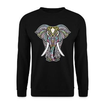 Yoga Mandala Elephant For Yoga Lover - Unisex Pullover - Schwarz - Vorne - Alina (178cm) & Michal (187cm)