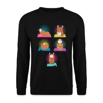 Drôle de fitness Yoga Cochon d’Inde pour amateur de yoga - Sweat-shirt Unisexe - noir - Devant - Alina (178cm) & Michal (187cm)