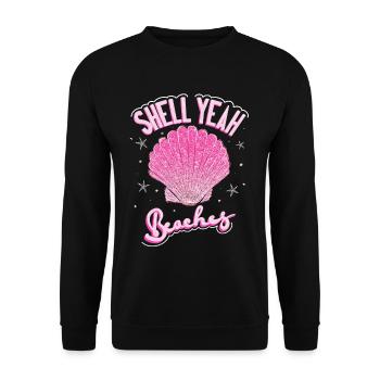 Sommer Strand Muschel Urlaub - Unisex Pullover - Schwarz - Vorne - Alina (178cm) & Michal (187cm)