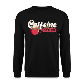 Funny Caffeine Dealer For Barista - Unisex Sweatshirt - black - Front - Alina (178cm) & Michal (187cm)