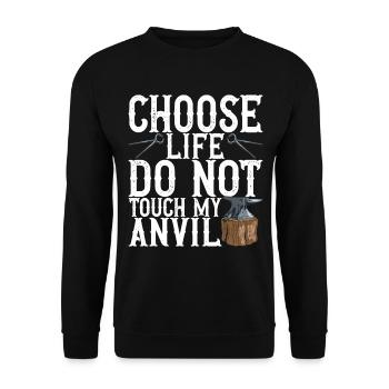 Blacksmith Forging Anvil - Unisex Sweatshirt - black - Front - Alina (178cm) & Michal (187cm)