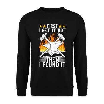 Blacksmith Forging Anvil - Unisex Sweatshirt - black - Front - Alina (178cm) & Michal (187cm)