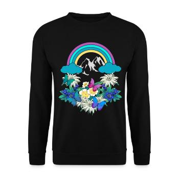 Austria Tyrol Rainbow Spring Nature Alm - Unisex Sweatshirt - black - Front - Alina (178cm) & Michal (187cm)