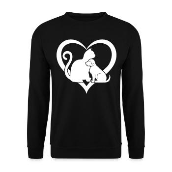 Dog and Cat Lover Dog Lover - Funny Cat & Dog Hear - Unisex Pullover - Schwarz - Vorne - Alina (178cm) & Michal (187cm)