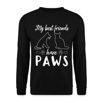 My Best Friends Have Paws - Cat Lover Dog Lover Do - Unisex Pullover - Schwarz - Vorne - Alina (178cm) & Michal (187cm)