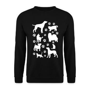 Dog Paws Cat Lover Dog Lover - Cute Cats and Dogs - Unisex Pullover - Schwarz - Vorne - Alina (178cm) & Michal (187cm)
