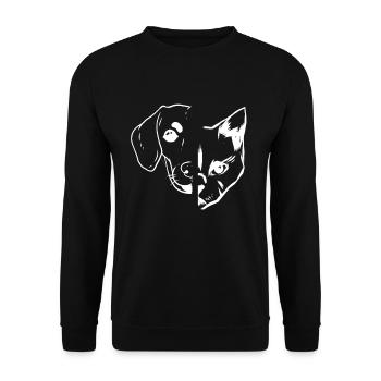 Cat Lover Dog Owner Dog Lover - Dog & Cat Face - Unisex Pullover - Schwarz - Vorne - Alina (178cm) & Michal (187cm)