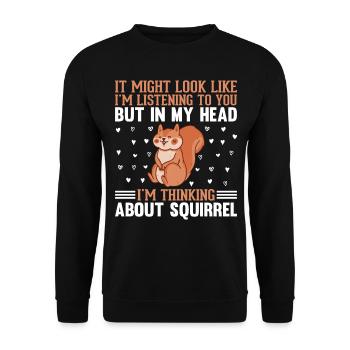 On dirait peut-être que j’écoute - Drôle d’écureuil - Sweat-shirt Unisexe - noir - Devant - Alina (178cm) & Michal (187cm)