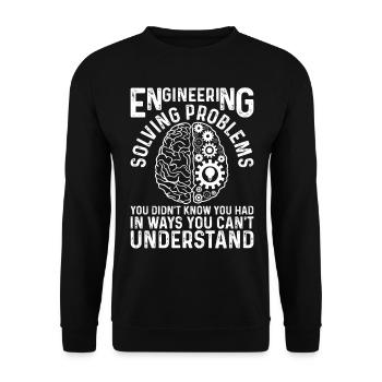 Engineer Saying Engineering Gear Brain Technician - Unisex Pullover - Schwarz - Vorne - Alina (178cm) & Michal (187cm)