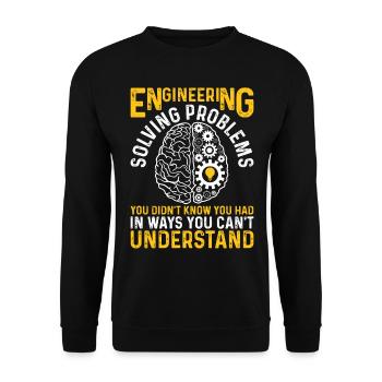 Funny Engineer Engineering Gear Brain Technician E - Unisex Pullover - Schwarz - Vorne - Alina (178cm) & Michal (187cm)
