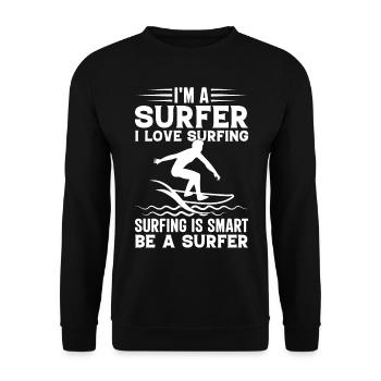 Surf nautique Je suis un surfeur J’aime surfer sur l’eau Su - Sweat-shirt Unisexe - noir - Devant - Alina (178cm) & Michal (187cm)