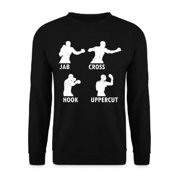 Boxing Martial Arts Boxing Jab Cross Hook Uppercut - Unisex Sweatshirt - black - Front - Alina (178cm) & Michal (187cm)