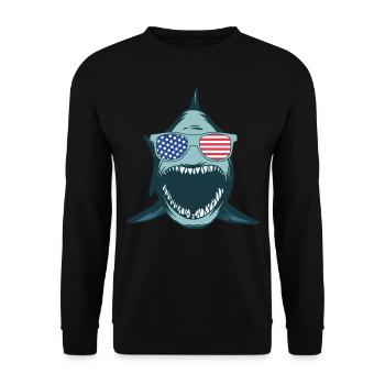 Sharkfish Funny Shark Lover - Great White Shark Fi - Unisex Pullover - Schwarz - Vorne - Alina (178cm) & Michal (187cm)
