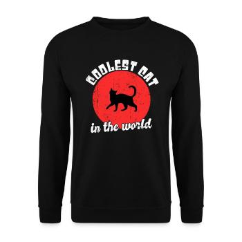 Coole Katze Spruch - Unisex Pullover - Schwarz - Vorne - Alina (178cm) & Michal (187cm)
