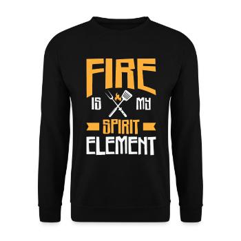 Kochen Grillen Feuergeist Element Koch und Griller - Unisex Pullover - Schwarz - Vorne - Alina (178cm) & Michal (187cm)