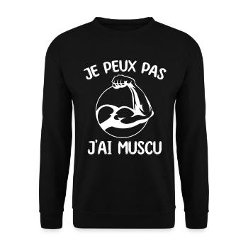 Musculation | J'peux pas j'ai muscu - Sweat-shirt Unisexe - noir - Devant - Alina (178cm) & Michal (187cm)