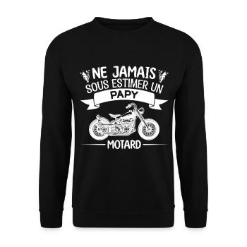 papy motard | cadeau papy motard moto - Sweat-shirt Unisexe - noir - Devant - Alina (178cm) & Michal (187cm)