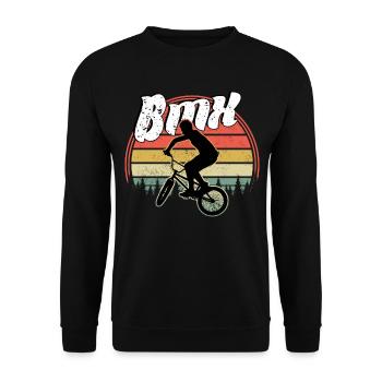 BMX / Bmx Fahrrad / Fahrrad / Geschenk / Radfahrer - Unisex Pullover - Schwarz - Vorne - Alina (178cm) & Michal (187cm)