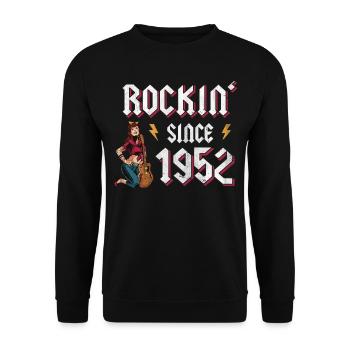 Rockin Since 1952 Rock Music Fan 70th Birthday - Unisex Sweatshirt - black - Front - Alina (178cm) & Michal (187cm)