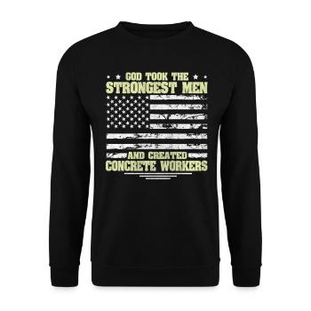 God took Stongest Created Concrete Workers US Flag - Unisex Pullover - Schwarz - Vorne - Alina (178cm) & Michal (187cm)
