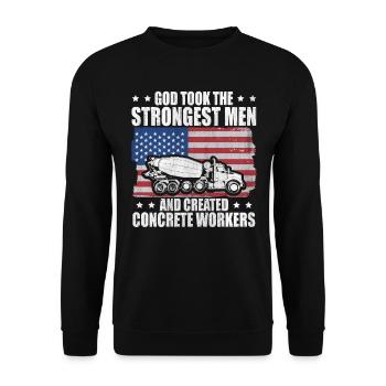 God took Stongest Created Concrete Workers US Flag - Unisex Pullover - Schwarz - Vorne - Alina (178cm) & Michal (187cm)