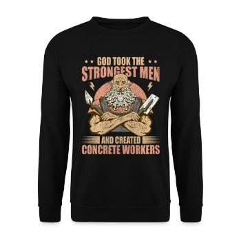God took Stongest Created Concrete Workers US Flag - Unisex Pullover - Schwarz - Vorne - Alina (178cm) & Michal (187cm)