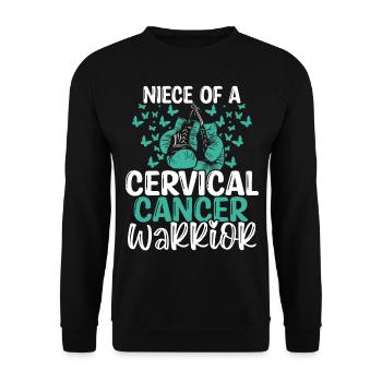 Cervical Cancer Awareness Niece Aunt Uncle - Unisex Sweatshirt - black - Front - Alina (178cm) & Michal (187cm)