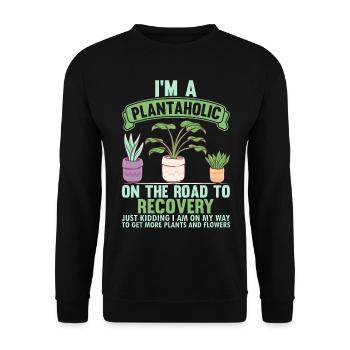 Je suis un accro du plantain - Jardin de plantes Drôle de jardinage P - Sweat-shirt Unisexe - noir - Devant - Alina (178cm) & Michal (187cm)
