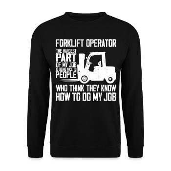 Certified Forklift Truck Operator - Unisex Pullover - Schwarz - Vorne - Alina (178cm) & Michal (187cm)