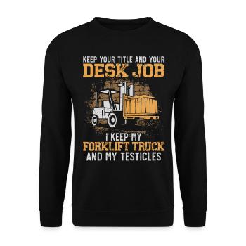 Certified Forklift Truck Operator - Unisex Sweatshirt - black - Front - Alina (178cm) & Michal (187cm)