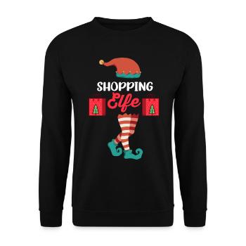 Weinachten Weihnachtself Shopping Elfe Elfen - Unisex Pullover - Schwarz - Vorne - Alina (178cm) & Michal (187cm)